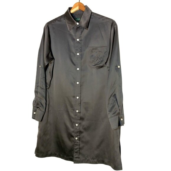 Lauren Ralph Lauren Other - Lauren Ralph Lauren Nightgown Small Sleep Shirt Satin Polyester Gray Long Sleeve